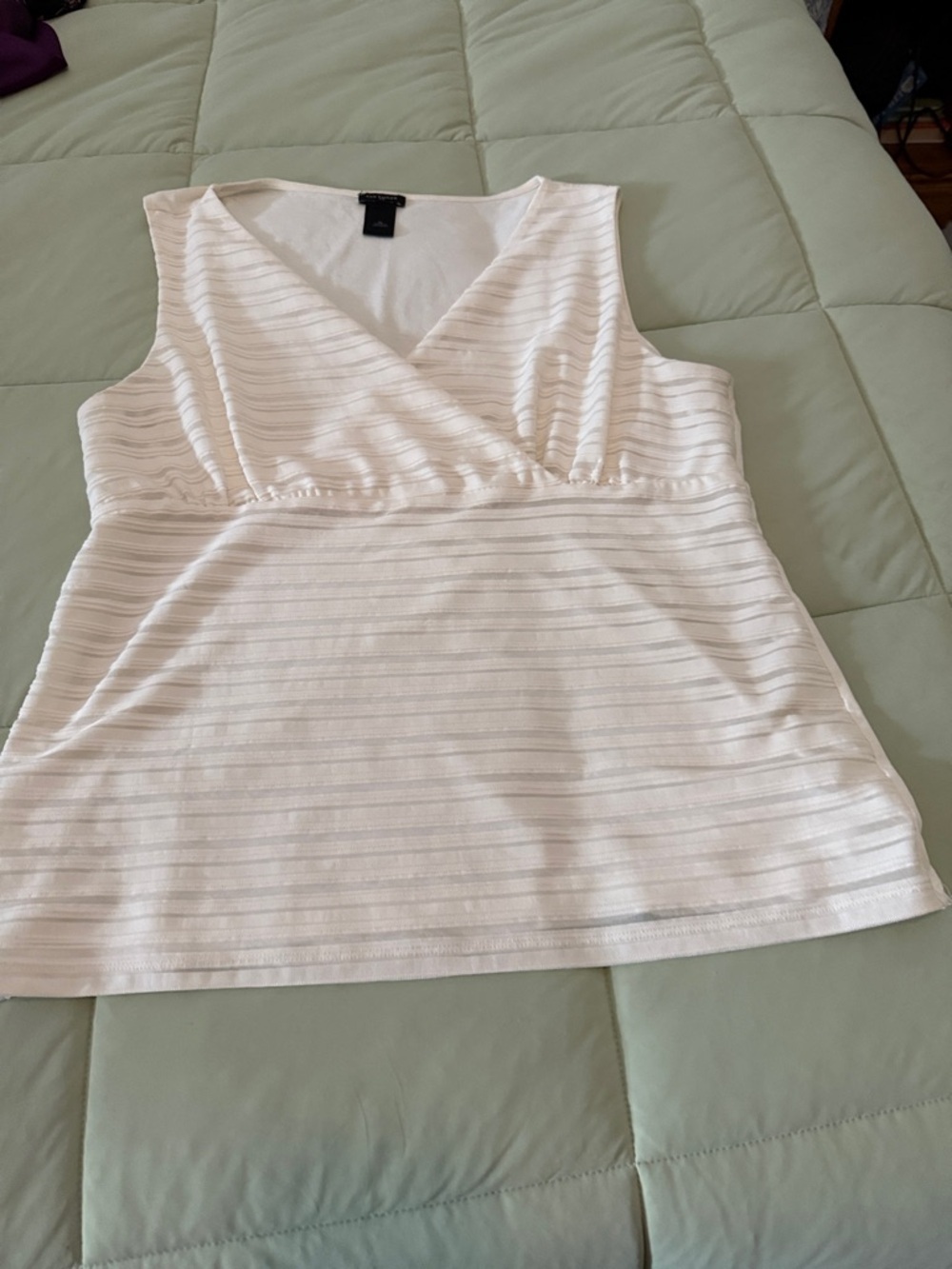 Ann Taylor Cream Sleeveless Wrap-Front Tank